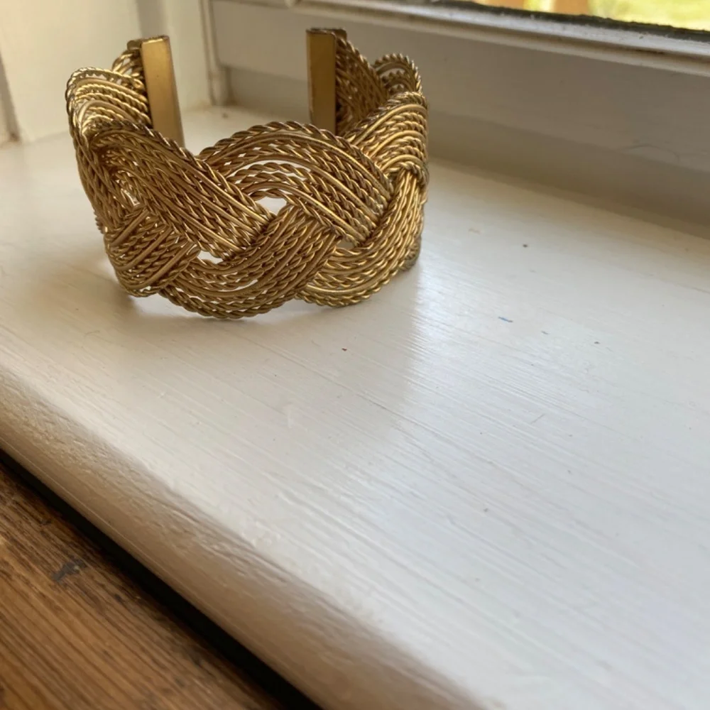 Gold Tone Rope Braided Cuff Bracelet